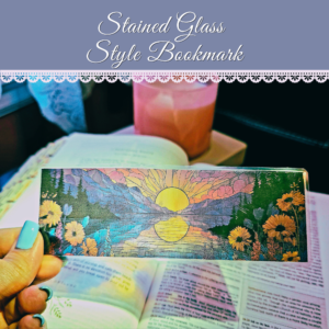 Sunset Lake Stained Glass Style Bookmark