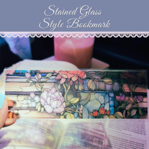 Floral Book Stack Stained Glass Style Bookmark