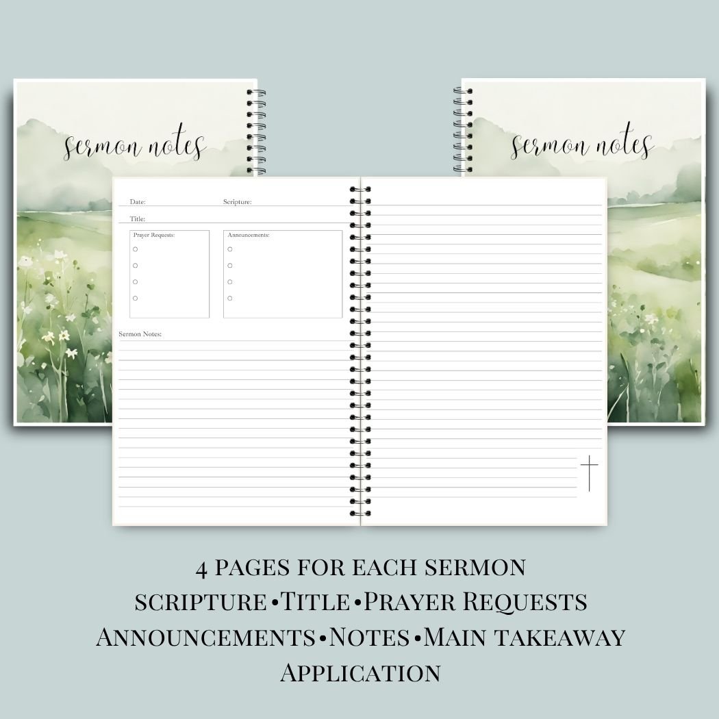 Watercolor Meadow Sermon Notebook - Image 2