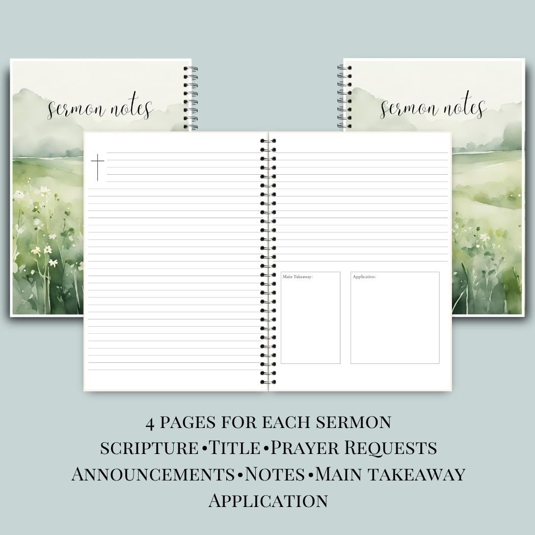 Watercolor Meadow Sermon Notebook - Image 3