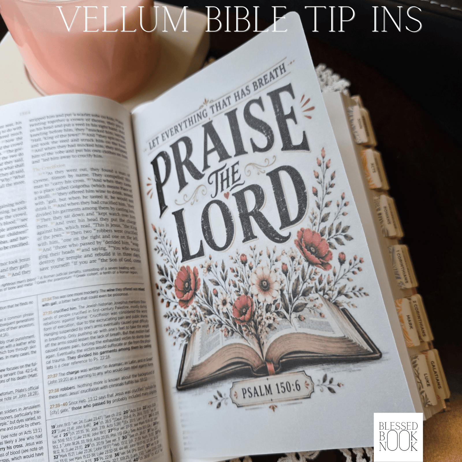 Praise – Bold Script Vellum Bible Tip In