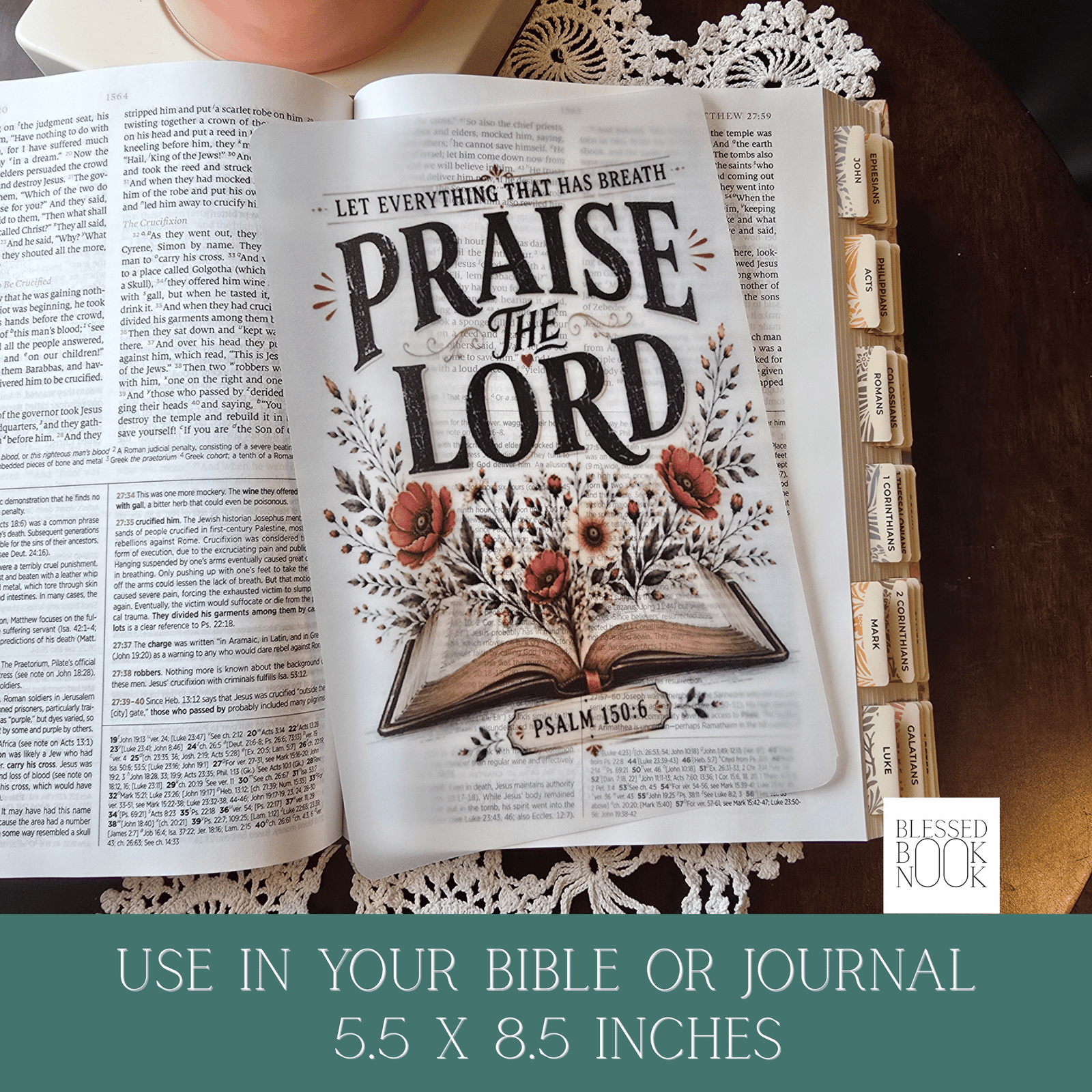 Praise – Bold Script Vellum Bible Tip In - Image 2