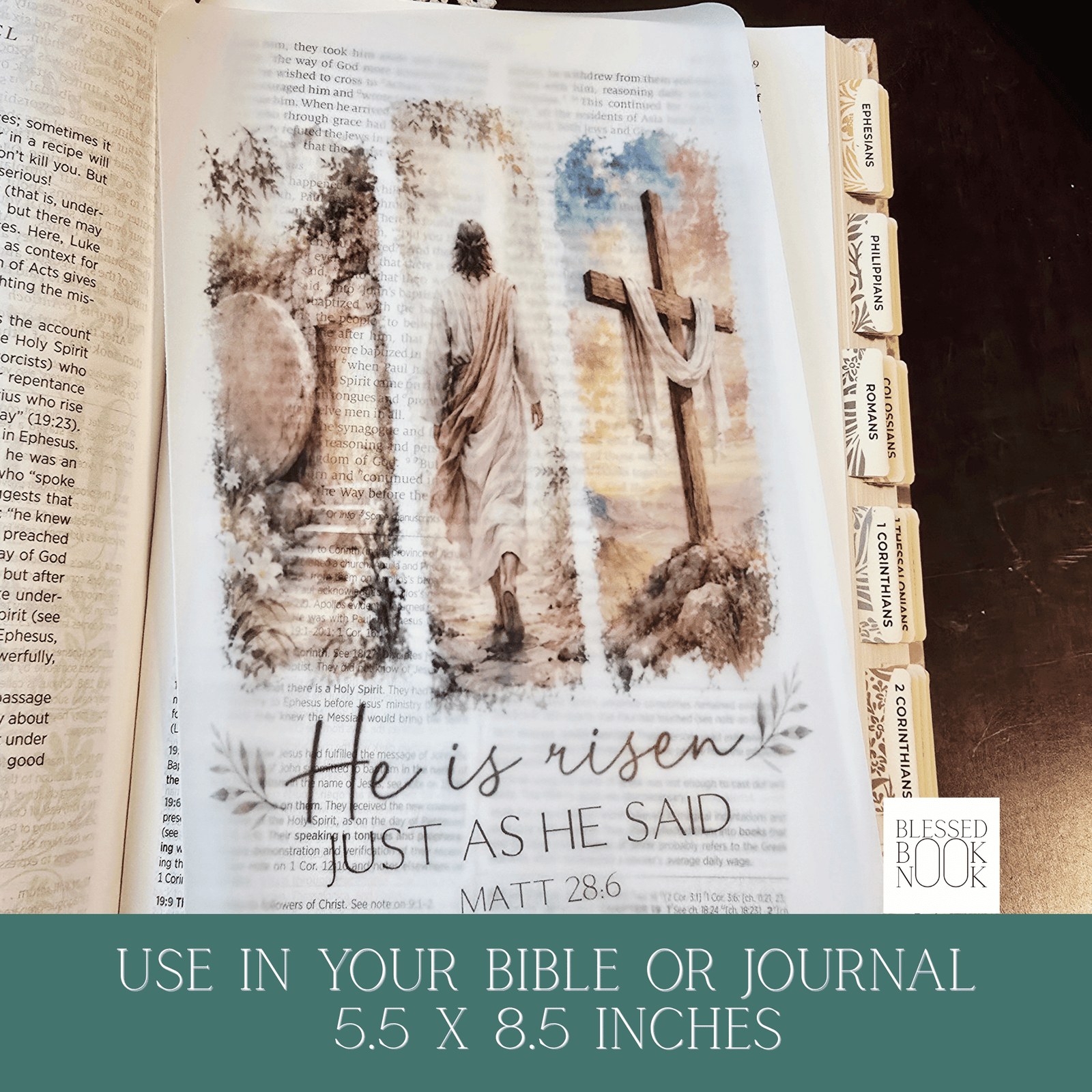 He Is Risen Vellum Bible Tip In - Image 2