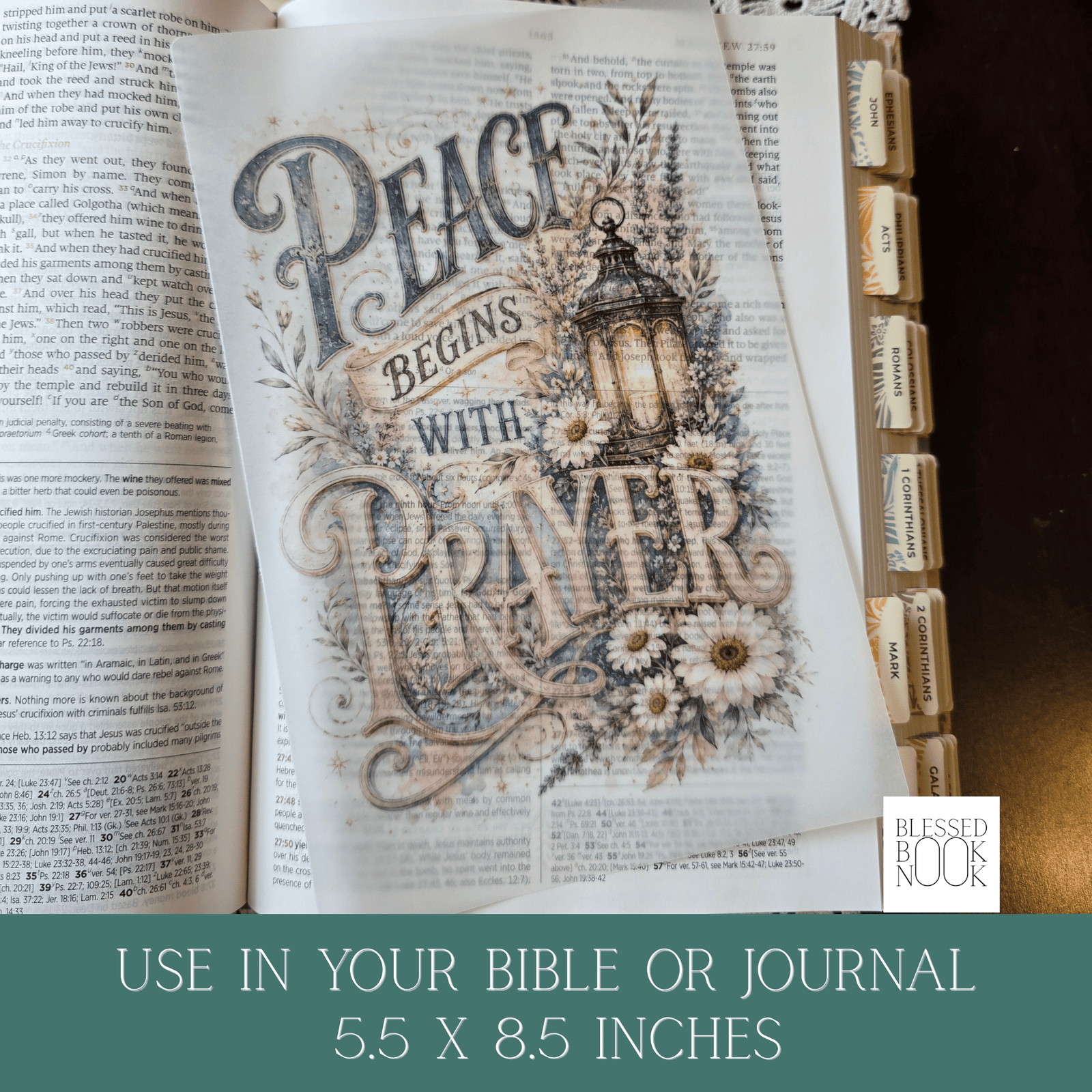 Peace Begins with Prayer Vellum Bible Tip In - Image 2