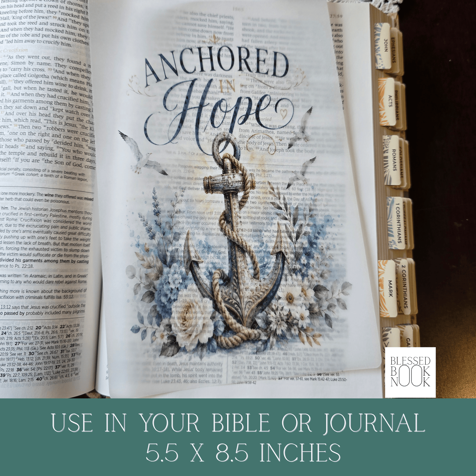 Anchored Hope Vellum Bible Tip In - Image 2